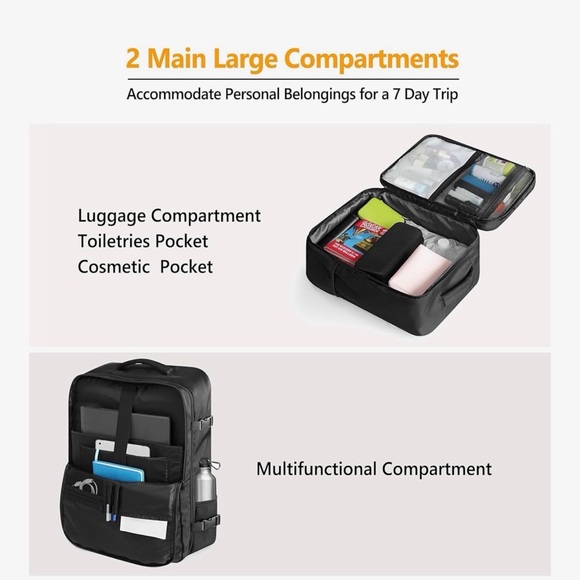 SUOCO Travel Backpack Black 70L Men Women - Picture 3 of 10